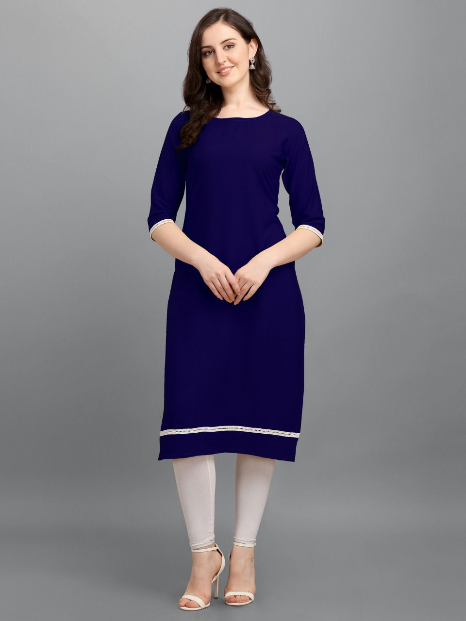 Zipio Lace Casual Daily Wear Malai Crepe Silk Palin Designer Kurti Collection